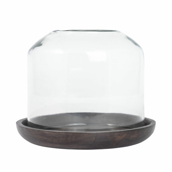 Lyslykt Namur i glass på mørk trebase