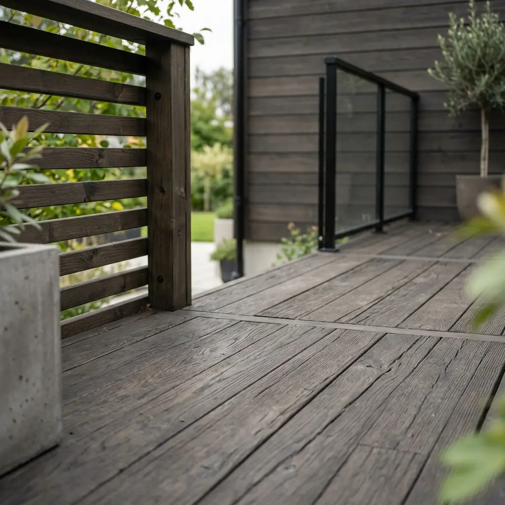 Detalj av treverk og terrasse